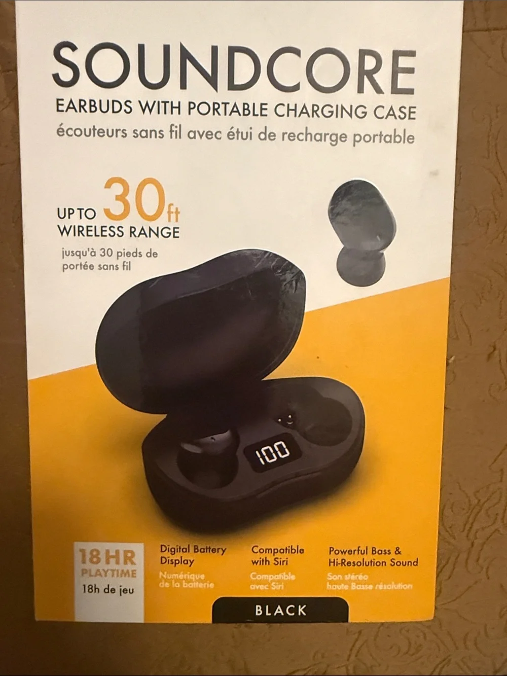 Black Wireless Earbuds with Portable Charging Case